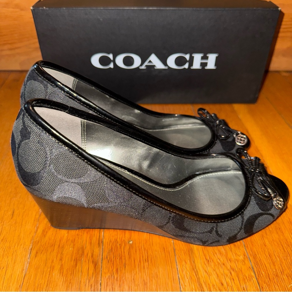COACH PAOLA PEEP TOE WEDGES New - Picture 2 of 6